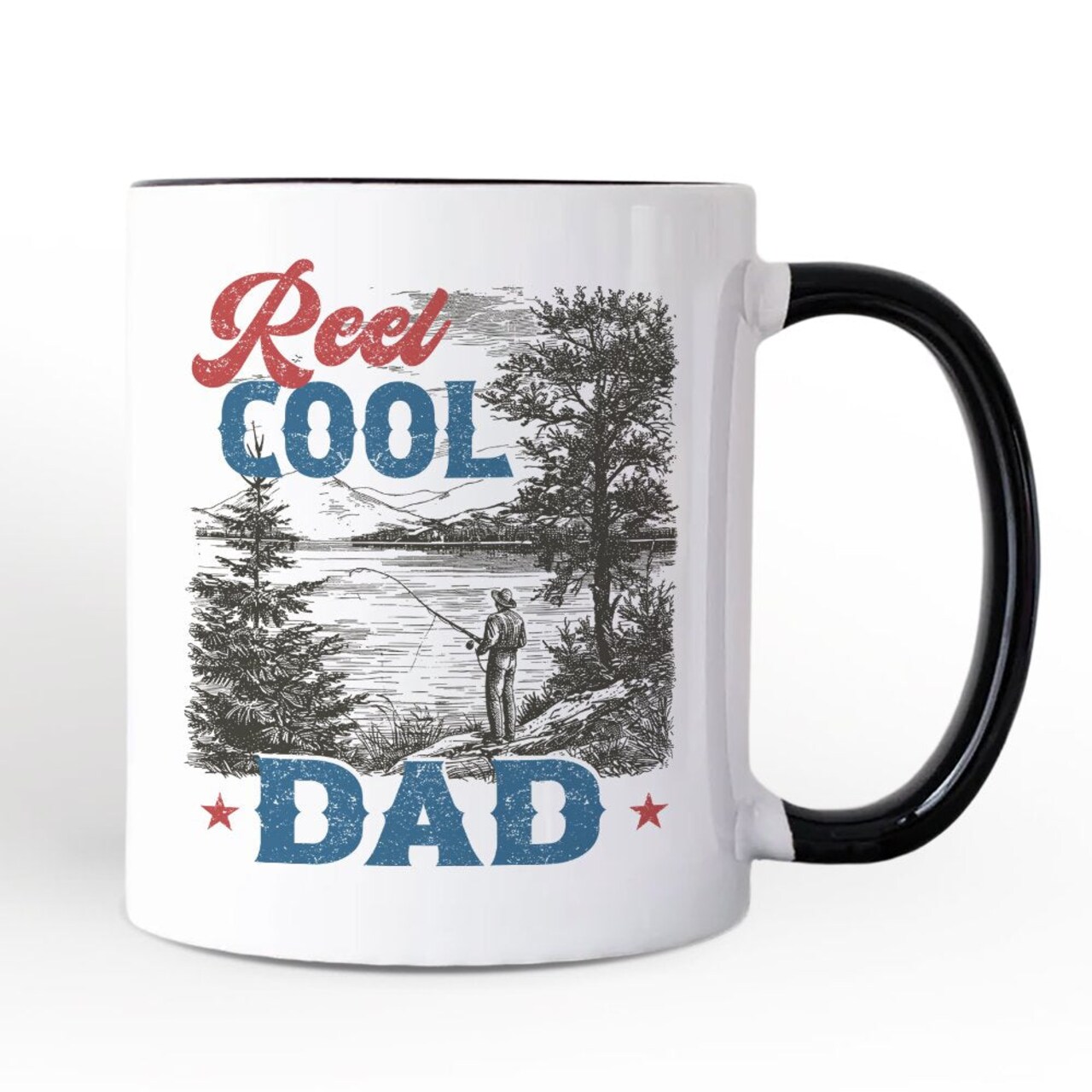 Reel Cool Dad Fishing Mug, Funny Vintage Fisherman Fatherhood Gift